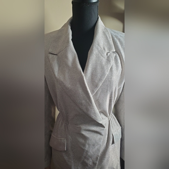 House Of CB Sarita Silver Glitter Blazer dress - Picture 4 of 15